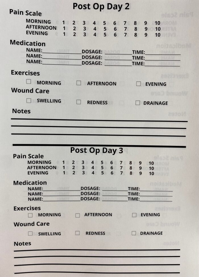 Post Op Surgery Journal - Image 3